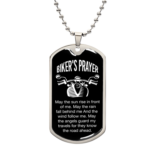 biker's prayer Dog Tag Keychain