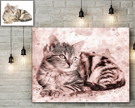 Pet Portrait, Personalized Custom Portrait Gift for Pets, Pet Memorial Gift, Dog Lovers, Cat Lovers