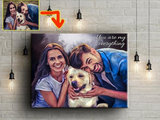 Portrait with Oil Paint Effect, Personalized Gift For Family, Gift for Couple, Perfect Gift for Any Occasion